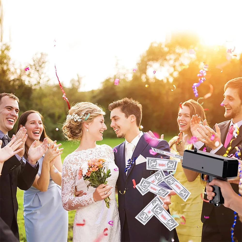 Money Shooter Gun That Look Real Fake Money Gun Shooter with Prop Money Handheld Spary Cash Gun for Game Movies Party Supplies