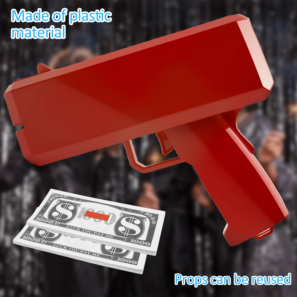 Handheld Cash Shooter with 200 Prop Cash for Wedding Birthday Game Movies Bachelor Props Party Celebration Spray Money Gun Toy