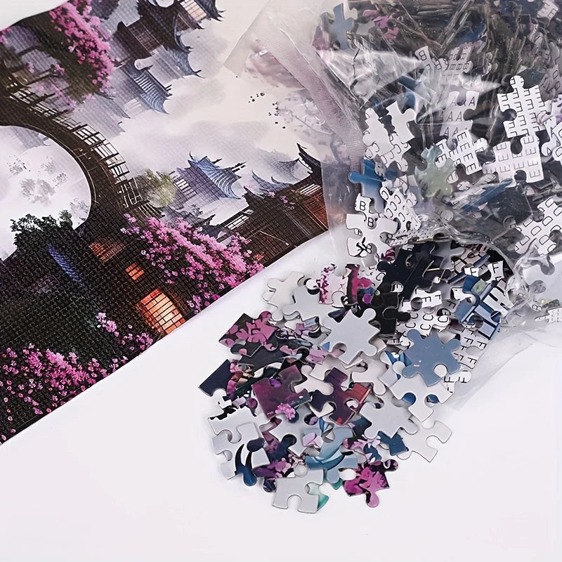 1000 Pieces Jigsaw Puzzle for Adults Peach Blossom Spring Environmentally Friendly Paper Christmas Gift Toy 19.7 x 27.6 inches