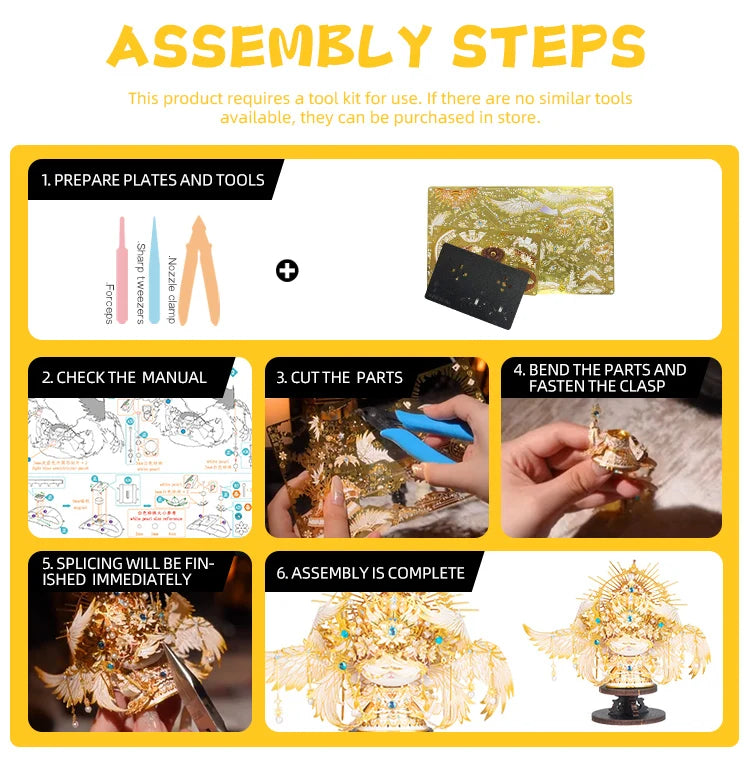 MU X MIAO SPACE Angel Cat 3D Metal Puzzle DIY Handcraft Educational Puzzle Toy Desktop Office Decoration Stress Relief Gift for