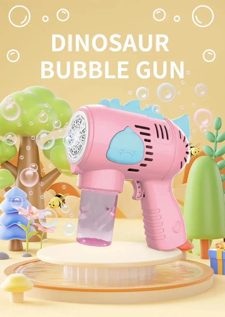 New Dinosaur Electric Automatic Light Bubble Machine Bubble Gun Summer Beach Bathing Outdoor Games Children's Gift Toys