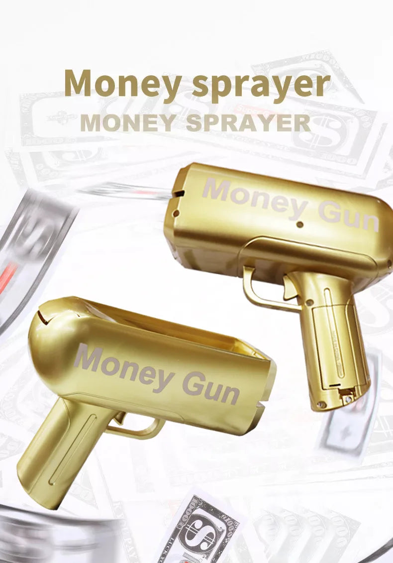 Banknote gun game toys Pistol Party Golden Money Gun Party toys Games Cash Funny toys Wedding Golden Money gun celebrate toy