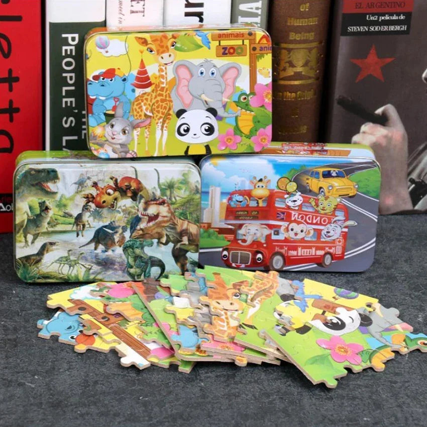 100 Pieces Puzzles for Kids Cartoon Animal Dinosaur Jigsaw Puzzle Montessori Games Children Educational Toys for Boys Girls