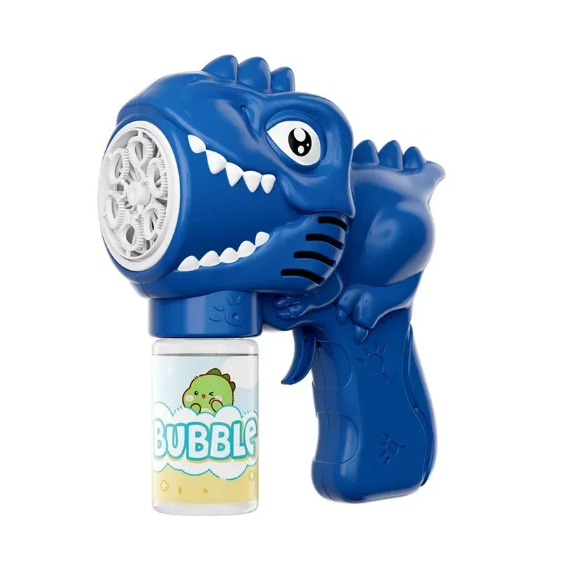 6-hole Dinosaur Bubble Machine Electric Bubble Gun with Light Fully Automatic Bubble Gun Automatic Soap Blower Outdoor Game Toy