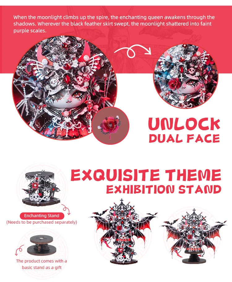 MU X MIAO SPACE Demon Cat 3d Metal Jigsaw Puzzle diy Puzzle Toy Desktop office decoration, Stress-relieving colorful gift