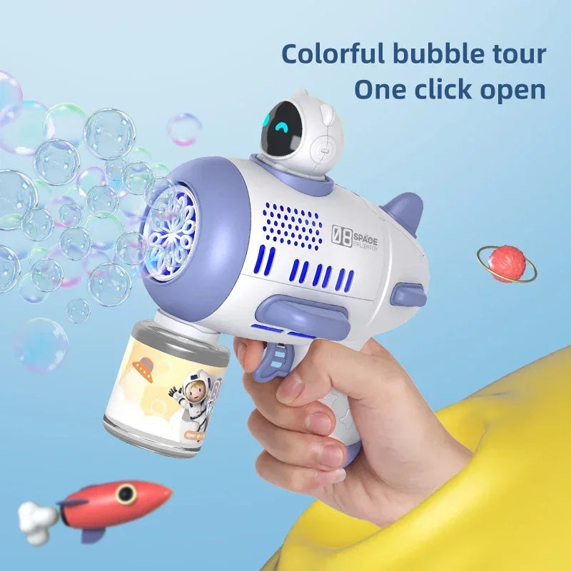 Spaceman Bubble Gun 12 Holes Shape Soap Bubble Blower Maker with Light Bubble Machne Toys for Boys Girls Birthday Gift