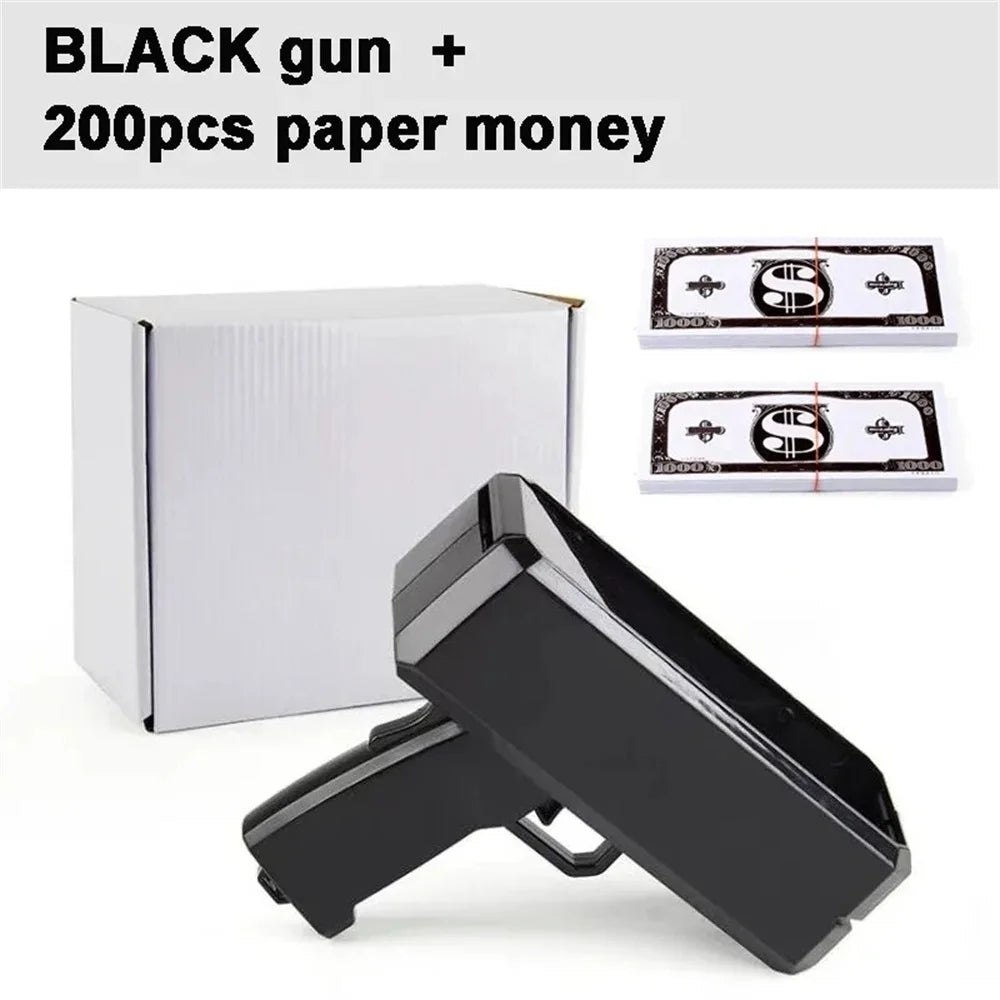 Money Shooter Gun That Look Real Fake Money Gun Shooter with Prop Money Handheld Spary Cash Gun for Game Movies Party Supplies