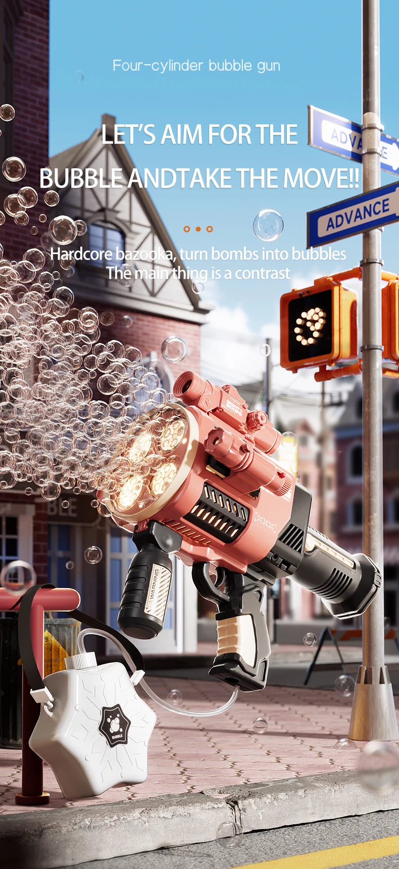 Rechargable Automatic Bubble Machine Gun, No Dip Automatic Bubble Machine With Colorful Lights, 10000+ Bubbles, Suitable For Chi