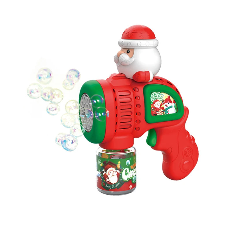 Christmas Fully Automatic Bubble Gun Toy Santa Claus Snowman Bubbles Stick Soap Bubbles Party Toy Kids Children's Birthdays Gift