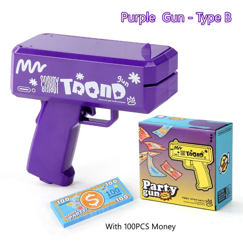Cute Mini Prop Money Gun Paper Playing Spary Cash Shooter Gun Wedding Birthday Bachelor Party Celebration Supplies Kids Toys