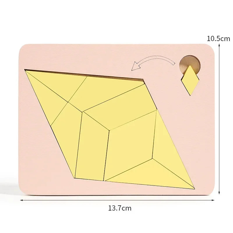 Wooden Tangram Board Puzzle Game Montessori Shape Puzzle Sorting Games Toy Colorful Tangram Educational Pattern Toy For Children
