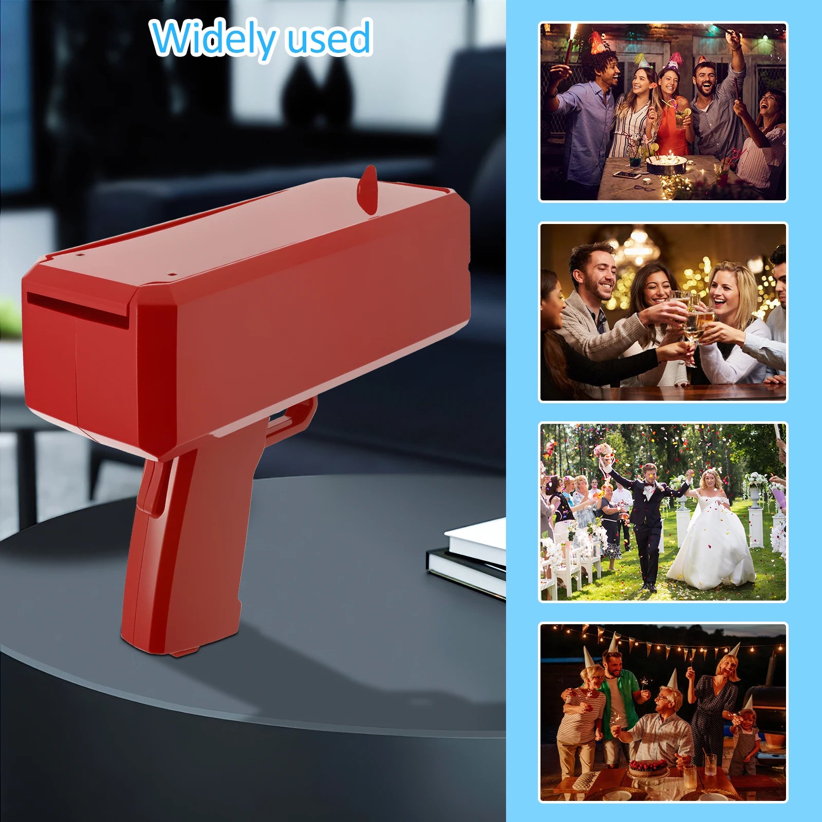 Handheld Cash Shooter with 200 Prop Cash for Wedding Birthday Game Movies Bachelor Props Party Celebration Spray Money Gun Toy