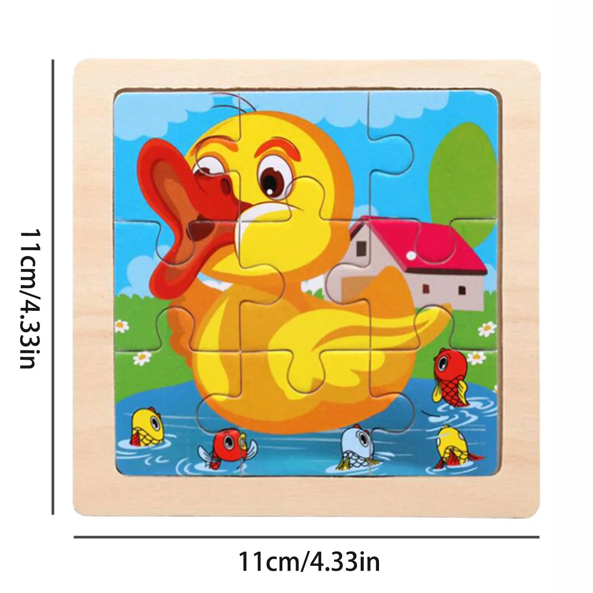 11cm/4.33in Wooden Jigsaw Puzzle Cartoon Animal Traffic Car Wood Puzzles for Kids Montessori Games Children Educational Toys