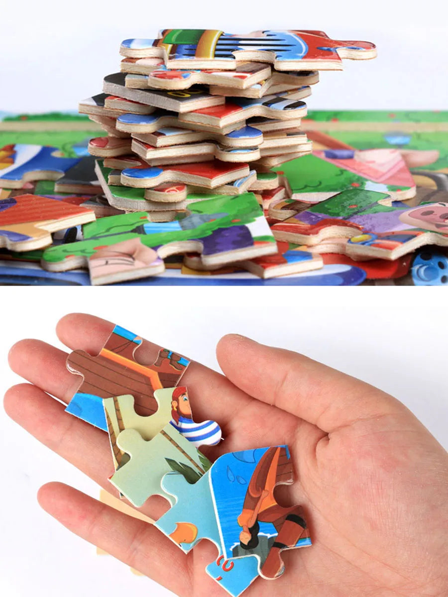 1pc 14.7cm/5.79in Wooden Jigsaw Puzzle Transportation Vehicle Marine Animal Style Puzzles Game Kids Educational Toy for Children