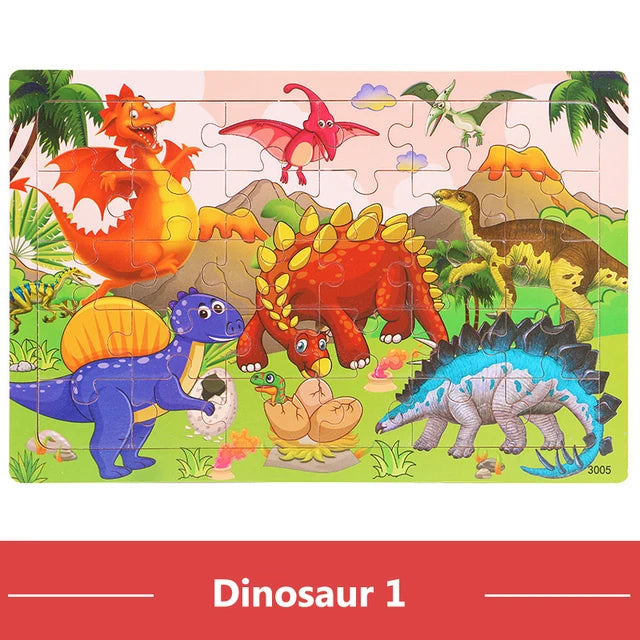 Economy 30piece Montessori 3D Puzzle Cartoon Animal Wooden Jigsaw Puzzle Board Game Educational Toys For Children Gifts
