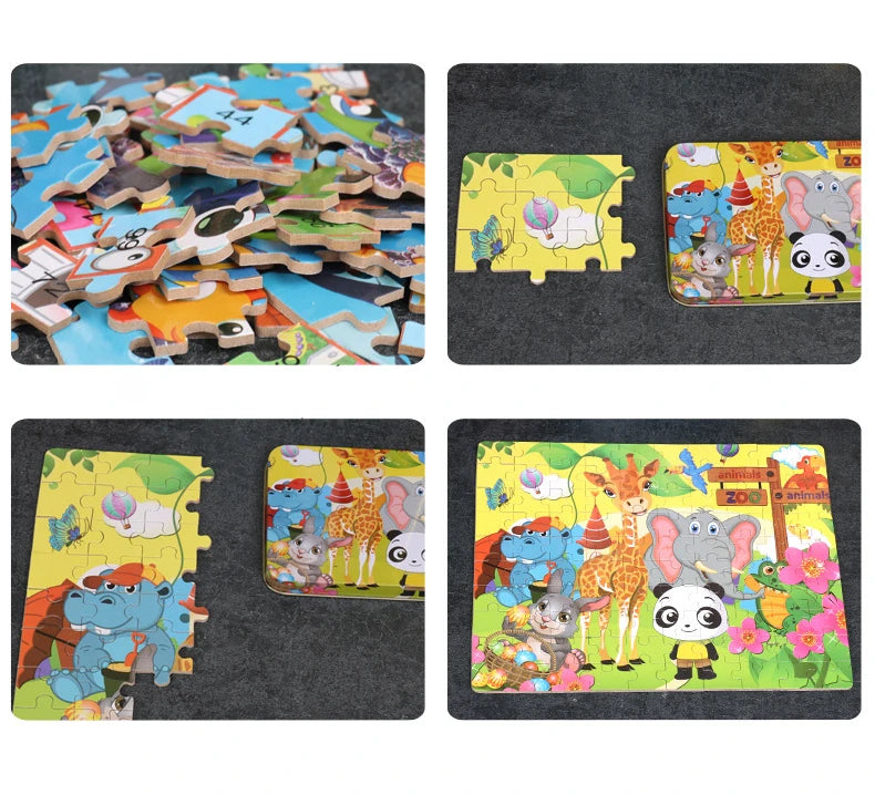 100 Pieces Puzzles for Kids Cartoon Animal Dinosaur Jigsaw Puzzle Montessori Games Children Educational Toys for Boys Girls