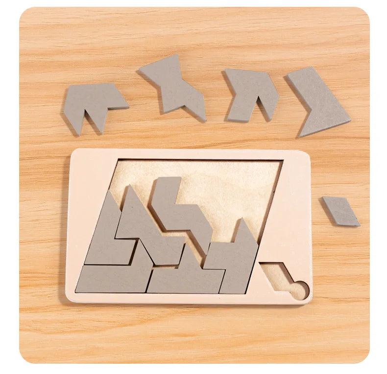 Wooden Tangram Board Puzzle Game Montessori Shape Puzzle Sorting Games Toy Colorful Tangram Educational Pattern Toy For Children