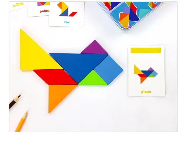 3D Wooden Pattern Animal Jigsaw Puzzle Colorful Tangram Toy Kids Montessori Early Education Sorting Games Toys Children Gift