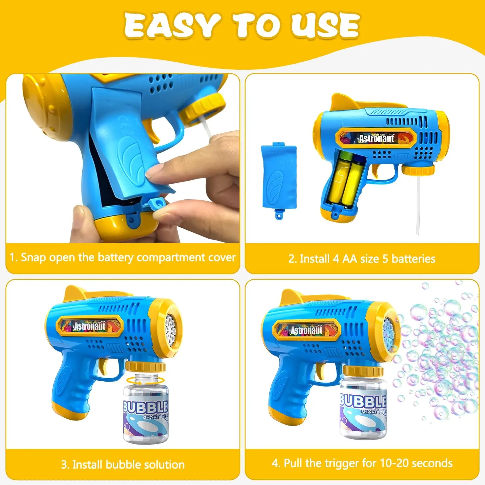 8 Hole Bubble Gun, Automatic Bubble Machine Children No-spill bubble toy Portable Park Bubble Blower for Kids