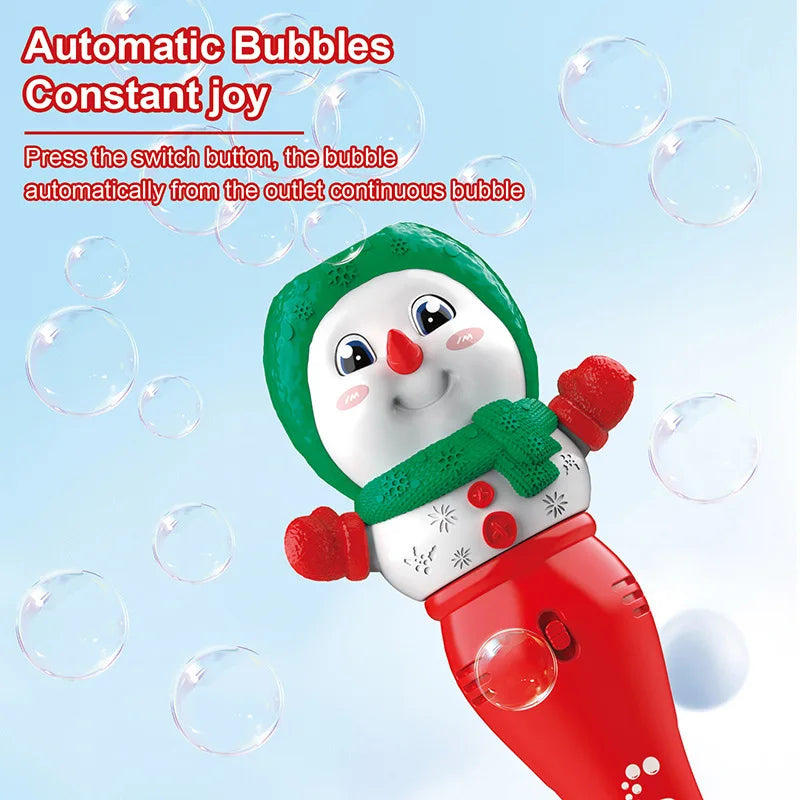 Christmas Fully Automatic Bubble Gun Toy Santa Claus Snowman Bubbles Stick Soap Bubbles Party Toy Kids Children's Birthdays Gift