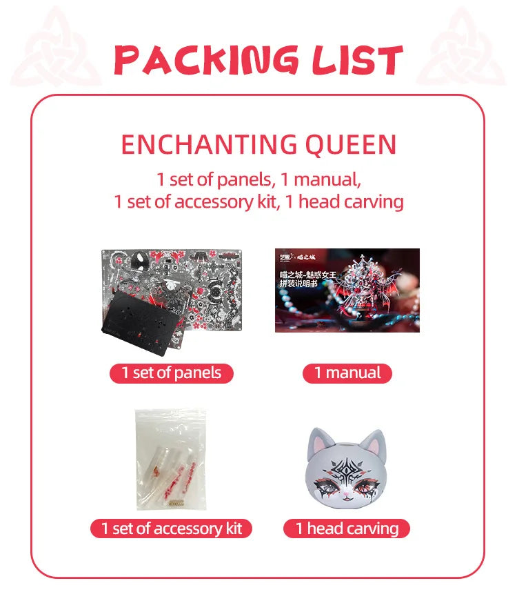 MU X MIAO SPACE Demon Cat 3d Metal Jigsaw Puzzle diy Puzzle Toy Desktop office decoration, Stress-relieving colorful gift