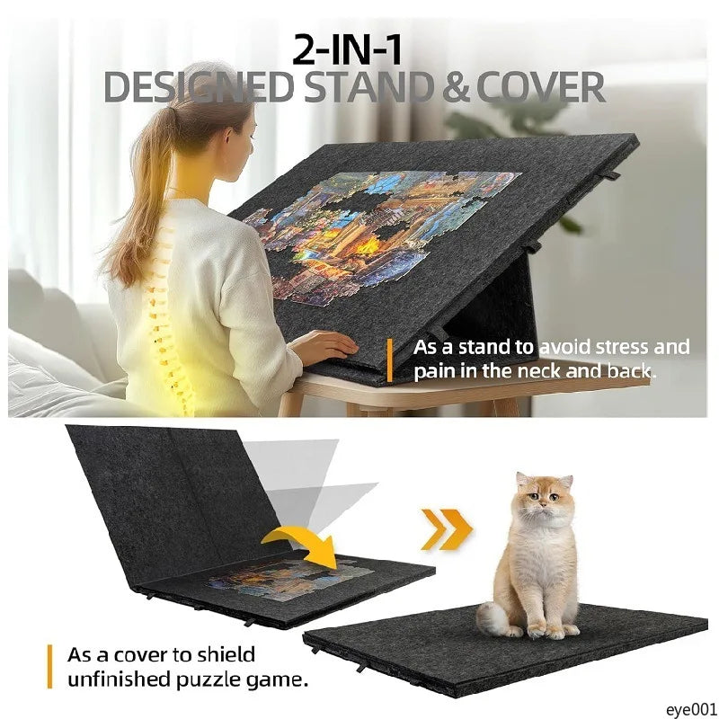 Foldable Puzzle Mat With Sorting Trays Felt Jigsaw Puzzle Storage Mat Portable Organizer for Unfinished Puzzles Pieces Home Use