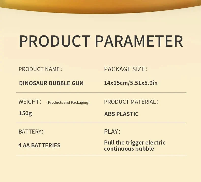 New Dinosaur Electric Automatic Light Bubble Machine Bubble Gun Summer Beach Bathing Outdoor Games Children's Gift Toys