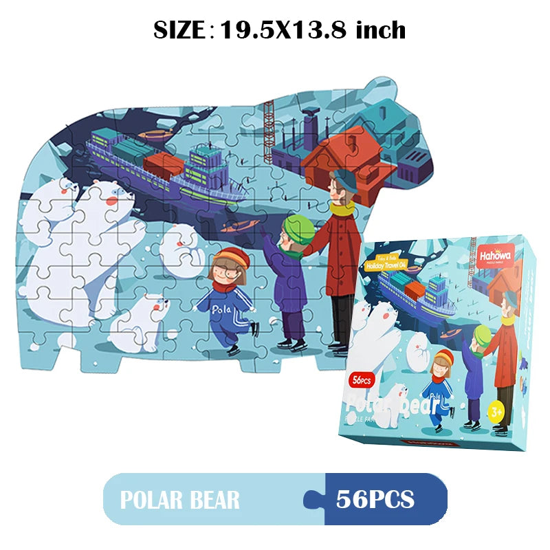 Hahowa Unique Animal Puzzle Children Jigsaw Puzzle Toy With Paper Gift Box Montesorri Education Games Toys Gifts For Kids Child