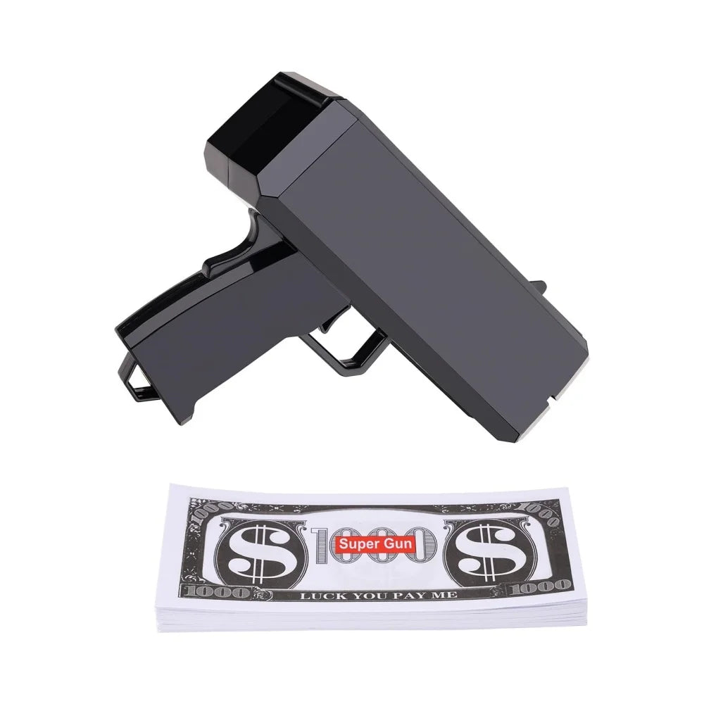 Money Shooter Gun That Look Real Fake Money Gun Shooter with Prop Money Handheld Spary Cash Gun for Game Movies Party Supplies