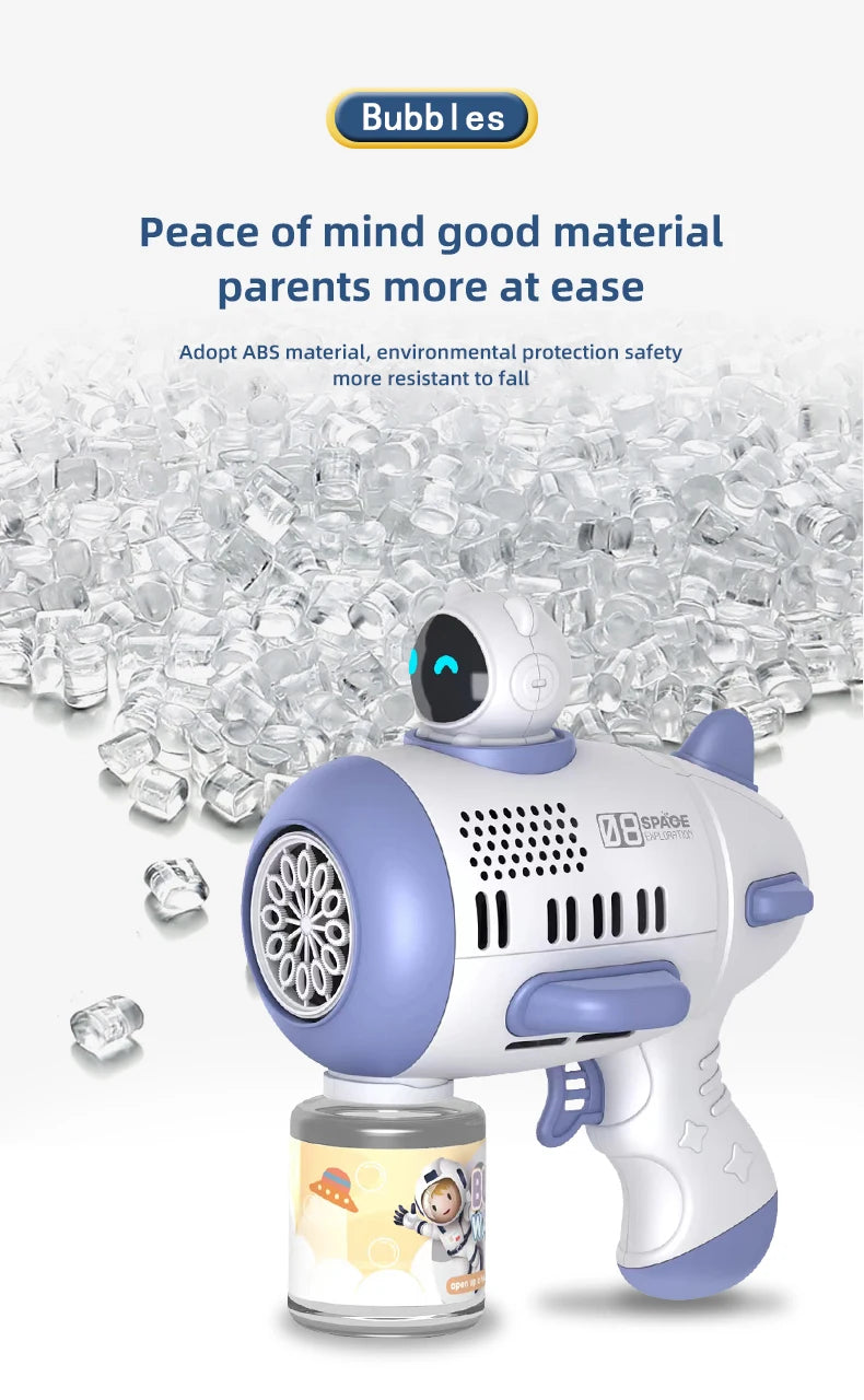 Spaceman Bubble Gun 12 Holes Shape Soap Bubble Blower Maker with Light Bubble Machne Toys for Boys Girls Birthday Gift