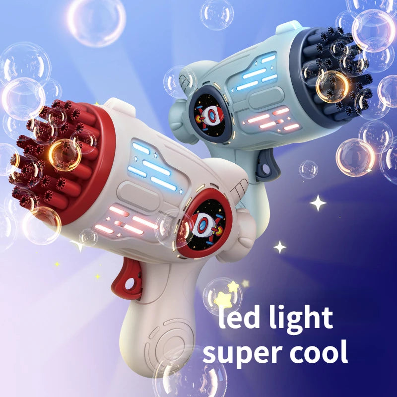 32 Holes Children Bubble Gun Toys LED Light Astronaut Shape Electric Automatic Soap Bubbles Machine for Kids Outdoor Toys Gifts