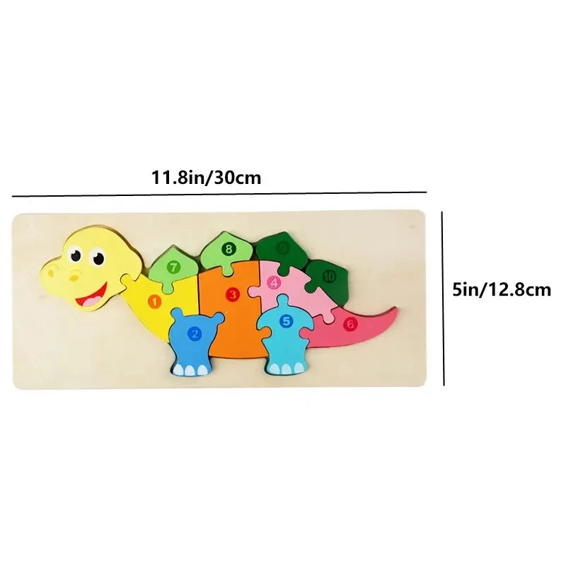Wooden Puzzles for Kids,  Number Puzzle,  Dinosaur Puzzles and Animal ,Traffic,Characte Jigsaw Toys for Boy Girl Ideal Gift, 1-6