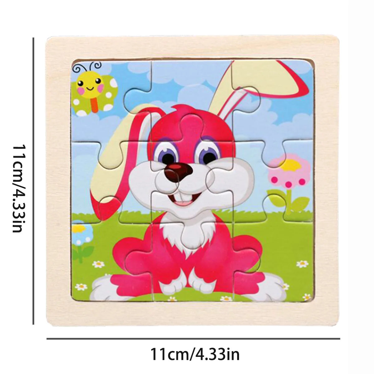 11cm/4.33in Wooden Jigsaw Puzzle Cartoon Animal Traffic Car Wood Puzzles for Kids Montessori Games Children Educational Toys