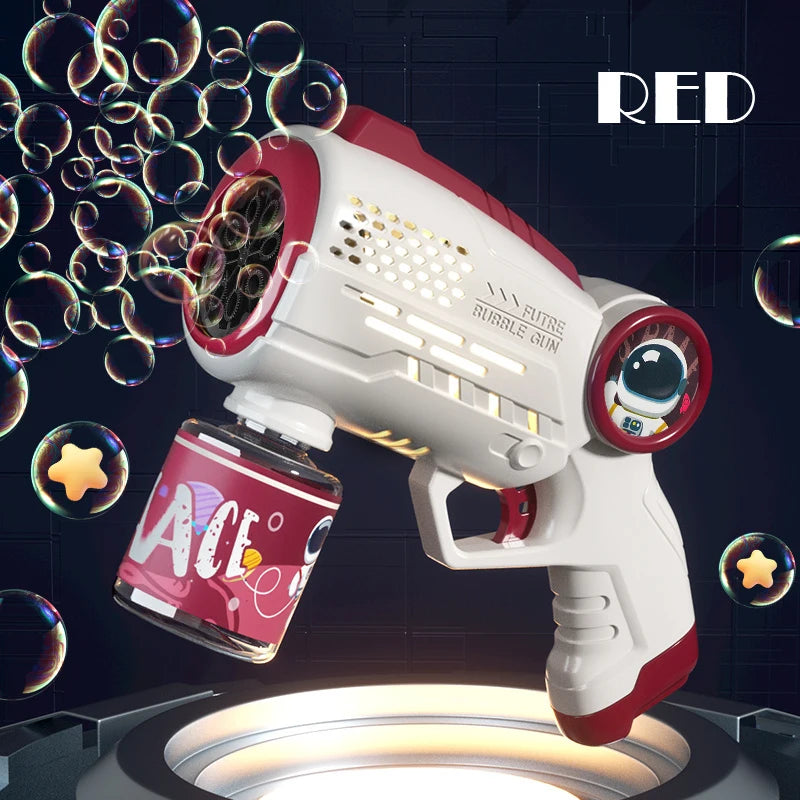 Electric Space Soap Bubble Gun Automatic Bubble Machine Maker Lights Astronaut Outdoor Games Park Toys for Kids Children's Gift