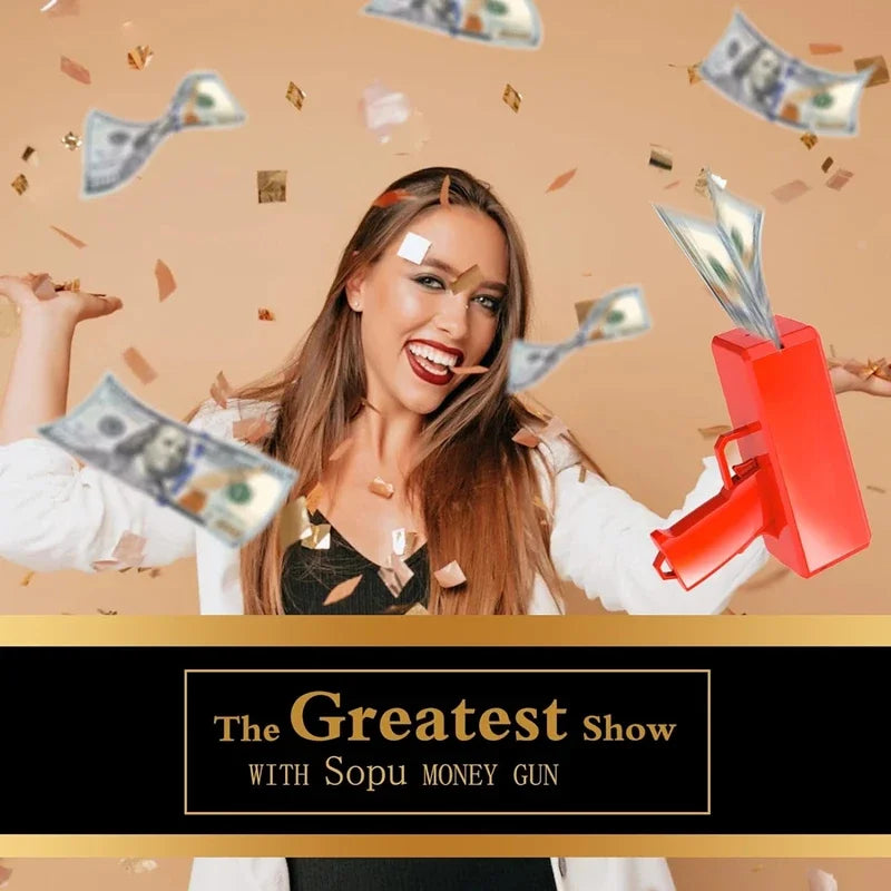 Cute Mini Prop Money Gun Paper Playing Spary Cash Shooter Gun Wedding Birthday Bachelor Party Celebration Supplies Kids Toys