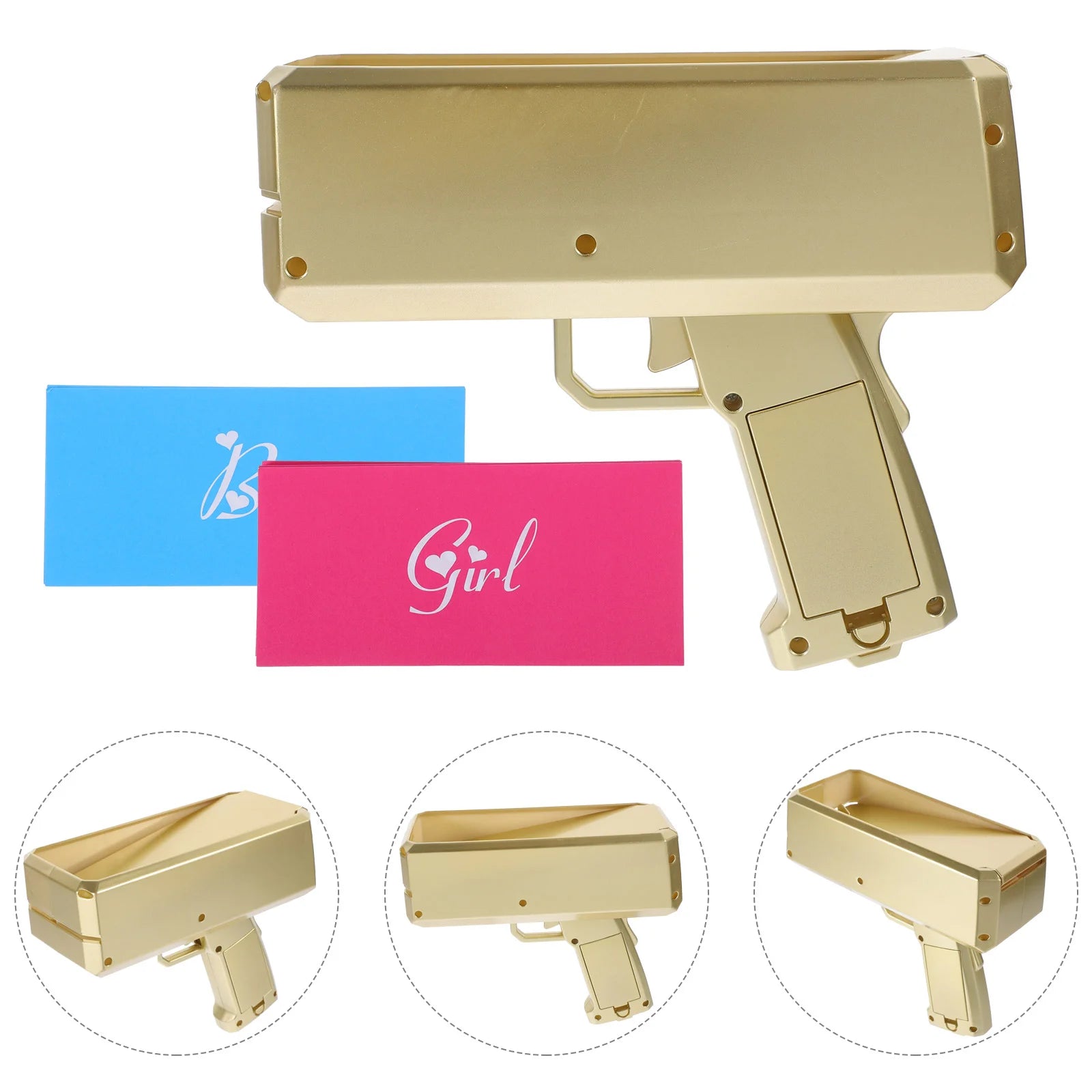 Golden Gender Reveal Money Shooter Toy Baby Shower Party Plaything Paper Sprayer Prop Fun Decorations For Holiday Events