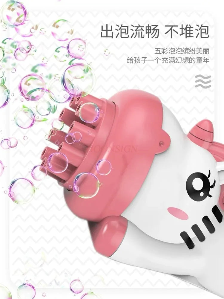 Tiger Blowing Bubble Machine Children's Handheld Gatling Machine Gun Electric Girl Heart Pop Toy