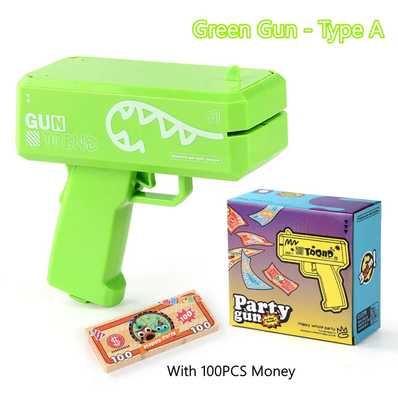 Cute Mini Prop Money Gun Paper Playing Spary Cash Shooter Gun Wedding Birthday Bachelor Party Celebration Supplies Kids Toys