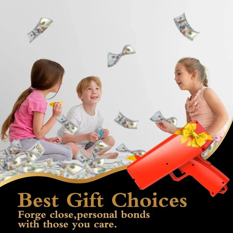 Cute Mini Prop Money Gun Paper Playing Spary Cash Shooter Gun Wedding Birthday Bachelor Party Celebration Supplies Kids Toys