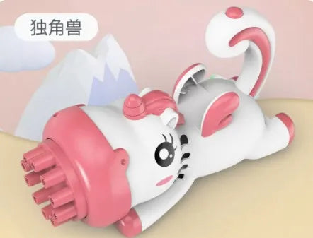 Tiger Blowing Bubble Machine Children's Handheld Gatling Machine Gun Electric Girl Heart Pop Toy