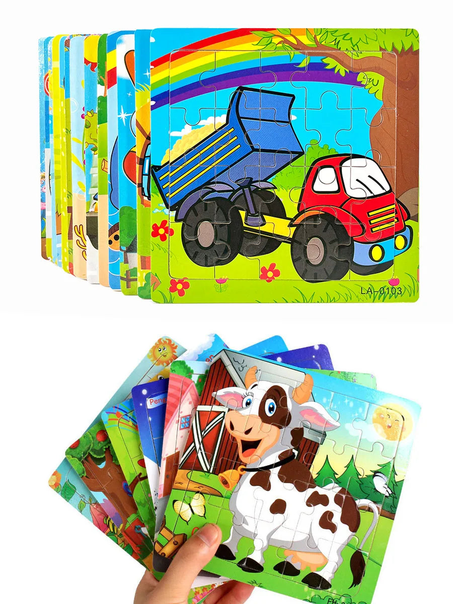 1pc 14.7cm/5.79in Wooden Jigsaw Puzzle Transportation Vehicle Marine Animal Style Puzzles Game Kids Educational Toy for Children