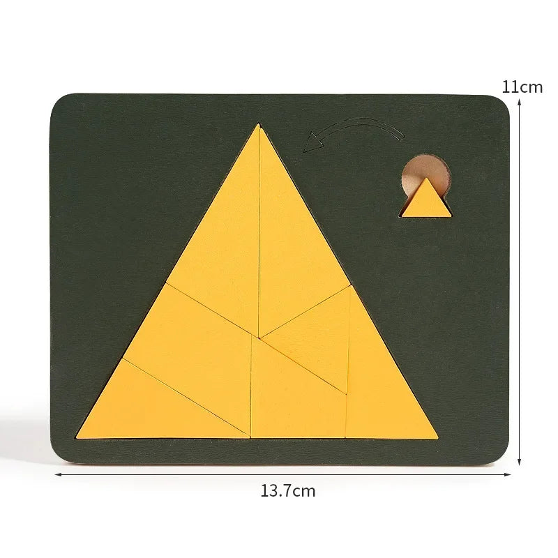 Wooden Tangram Board Puzzle Game Montessori Shape Puzzle Sorting Games Toy Colorful Tangram Educational Pattern Toy For Children