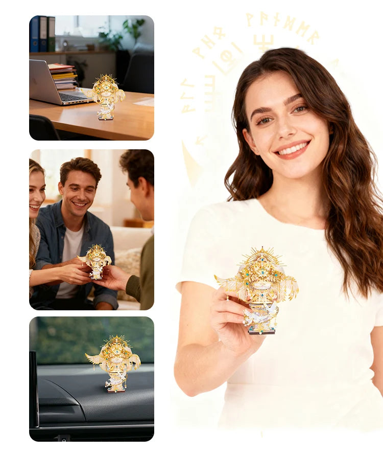 MU X MIAO SPACE Angel Cat 3D Metal Puzzle DIY Handcraft Educational Puzzle Toy Desktop Office Decoration Stress Relief Gift for