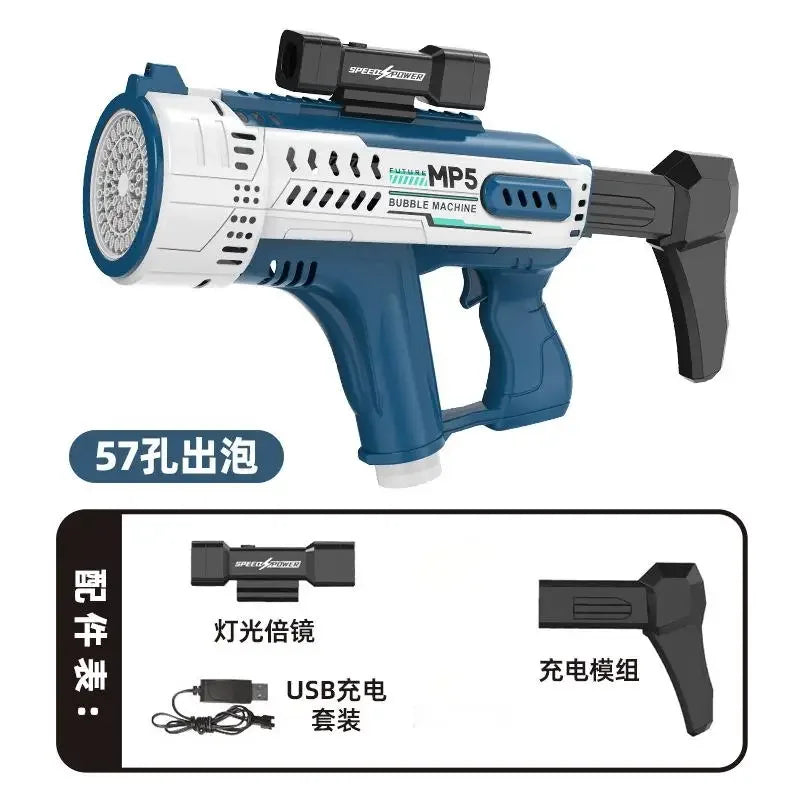 New fully automatic 57 hole new energy electric colorful light bubble gun children's outdoor interactive toy