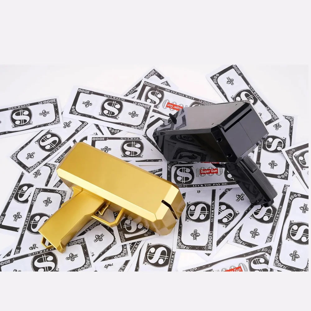 Money Shooter Gun That Look Real Fake Money Gun Shooter with Prop Money Handheld Spary Cash Gun for Game Movies Party Supplies