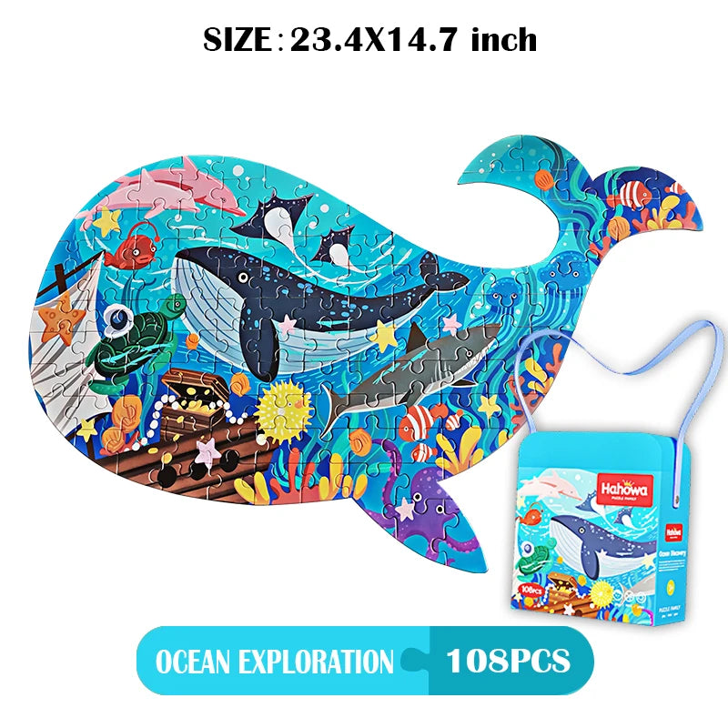 Hahowa Unique Animal Puzzle Children Jigsaw Puzzle Toy With Paper Gift Box Montesorri Education Games Toys Gifts For Kids Child