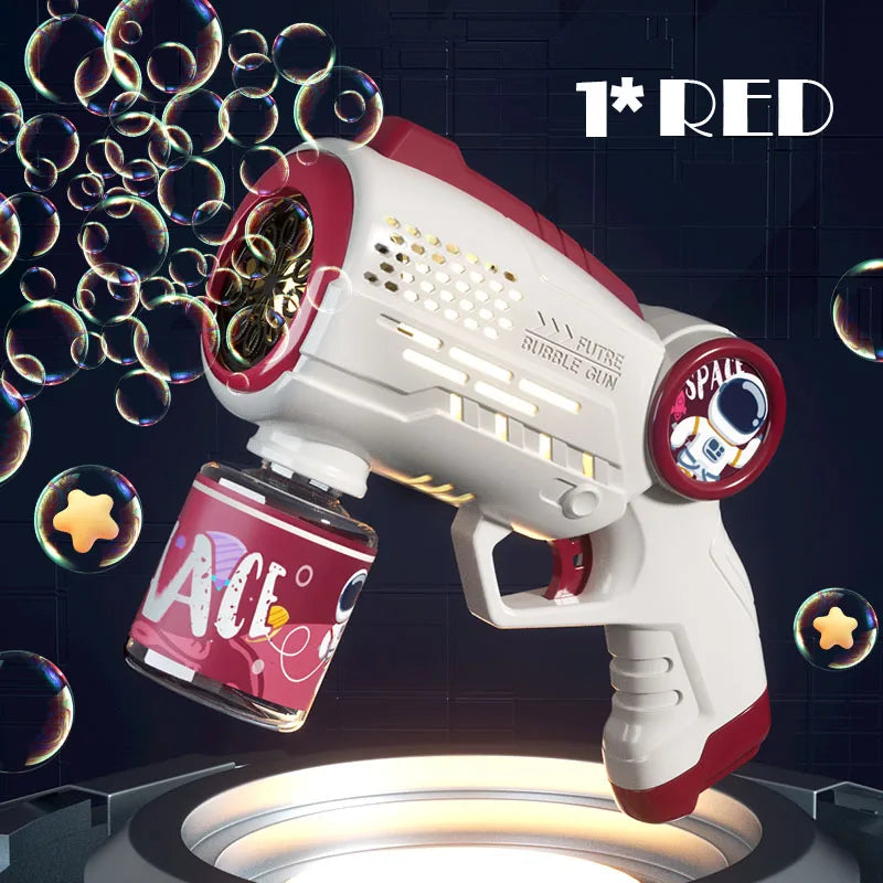 Electric Space Soap Bubble Gun Automatic Bubble Machine Maker Lights Astronaut Outdoor Games Park Toys for Kids Children's Gift