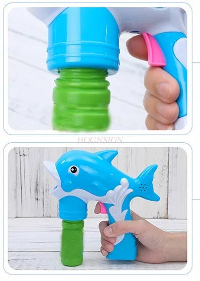 Online celebrity fully automatic bubble blowing water electric bubble blowing machine Children's toy dolphin machine gun