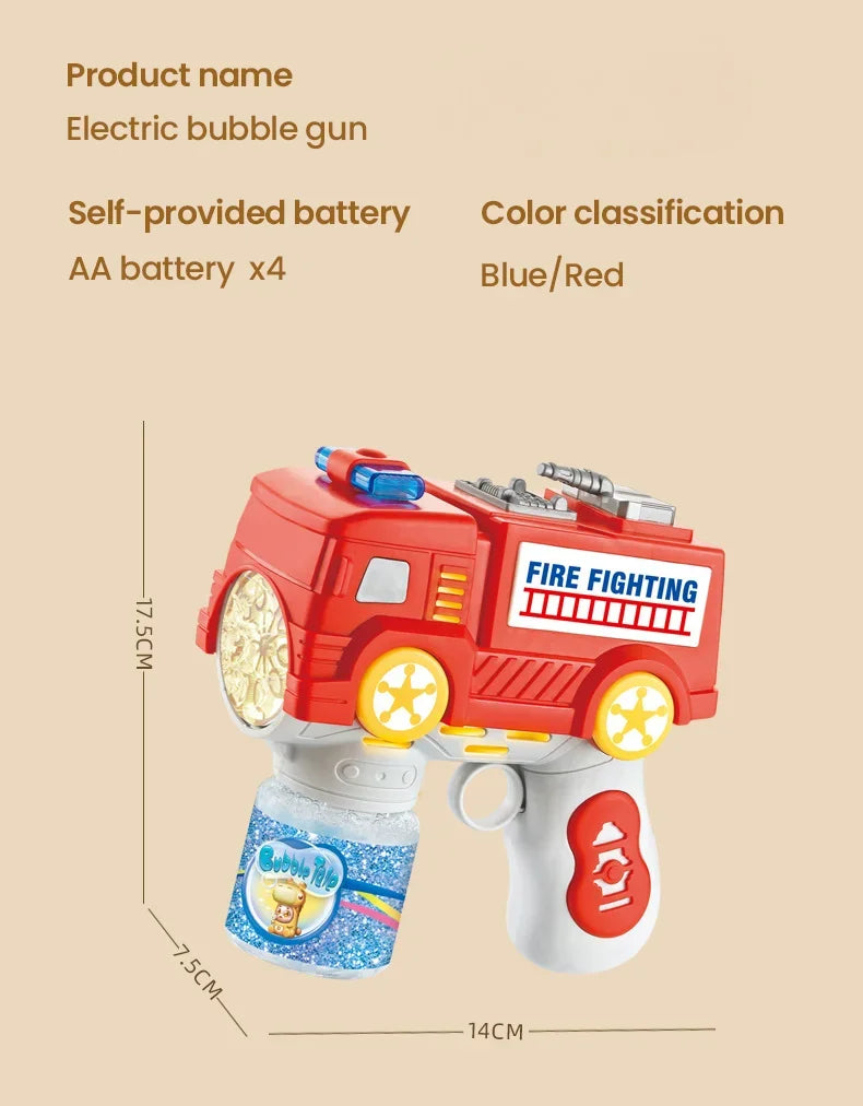 Bubbles Car Firetruck Electric Bubble Machine Police Truck Police Car Soap Bubbles Guns Kids Outdoor Games Party Toys Boys Girls