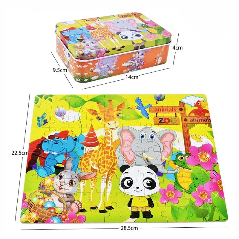 100 Pieces Puzzles for Kids Cartoon Animal Dinosaur Jigsaw Puzzle Montessori Games Children Educational Toys for Boys Girls